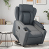 Sillón reclinable elevable cuero artificial gris 1