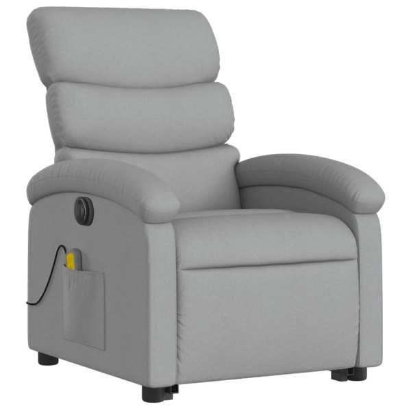 Sillón de masaje eléctrico reclinable elevable tela gris claro M 3