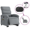 Sillón de masaje eléctrico reclinable elevable tela gris claro 5