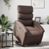 Sillón reclinable elevable cuero sintético marrón 1