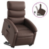 Sillón reclinable elevable cuero sintético marrón 2
