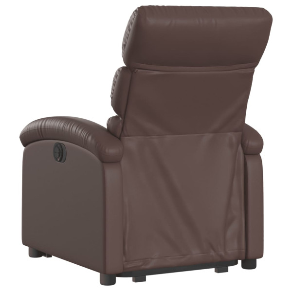 Sillón reclinable elevable cuero sintético marrón M 4