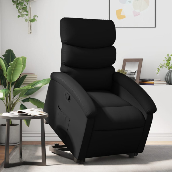 Sillón reclinable elevable cuero artificial negro D
