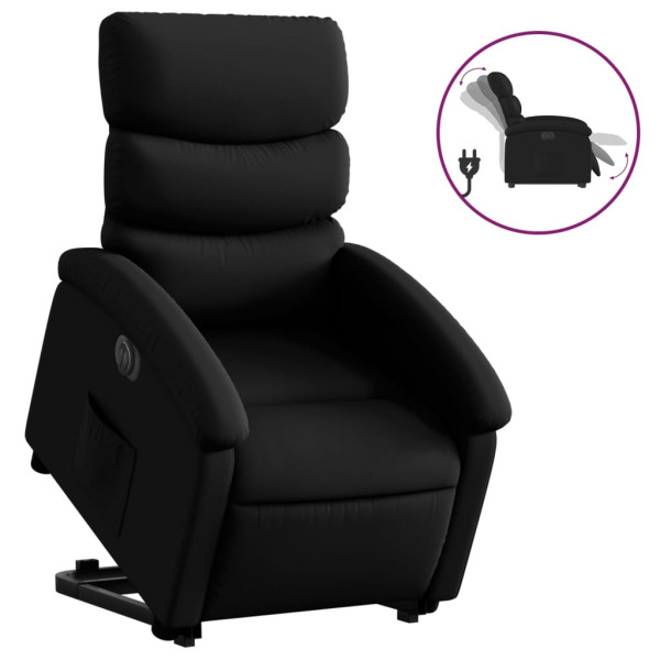 Sillón reclinable y elevable eléctrico cuero sintético negro M 2