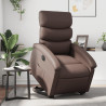 Sillón reclinable elevable eléctrico de cuero sintético marrón 1