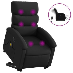 Sillón de masaje elevable eléctrico cuero sintético negro H