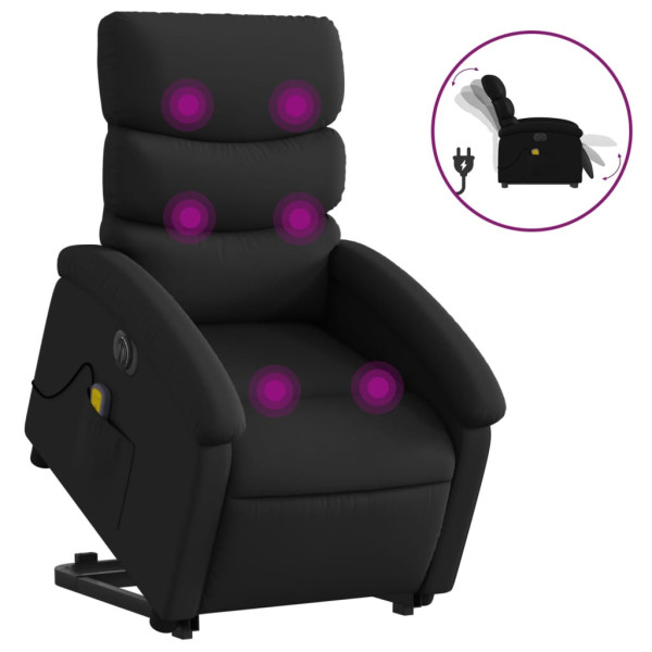 Sillón de masaje elevable eléctrico cuero sintético negro M 2