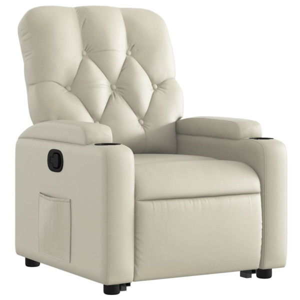 Sillón reclinable elevable cuero artificial color crema M 3