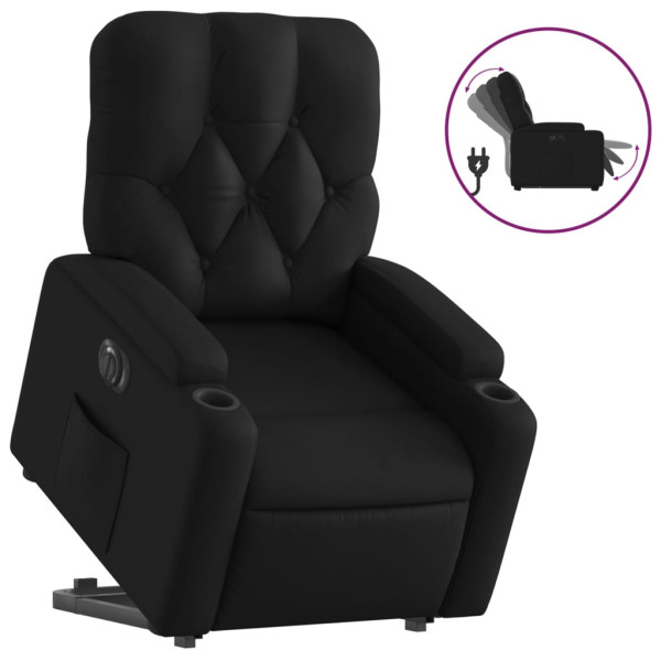 Sillón reclinable y elevable eléctrico cuero sintético negro M 2