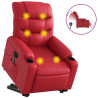 Sillón de majaje elevable eléctrico cuero artificial rojo 2