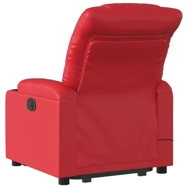 Sillón de majaje elevable eléctrico cuero artificial rojo M 4