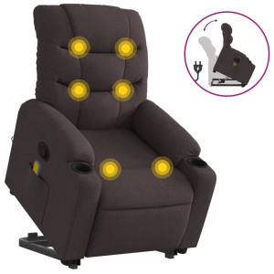 Silla de masaje reclinable de pie de tela marrón oscuro H