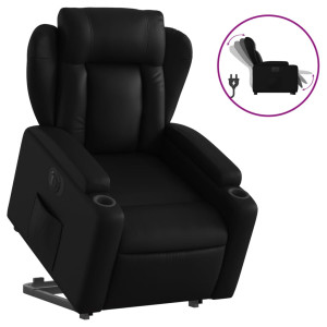 Sillón reclinable y elevable eléctrico cuero sintético negro H