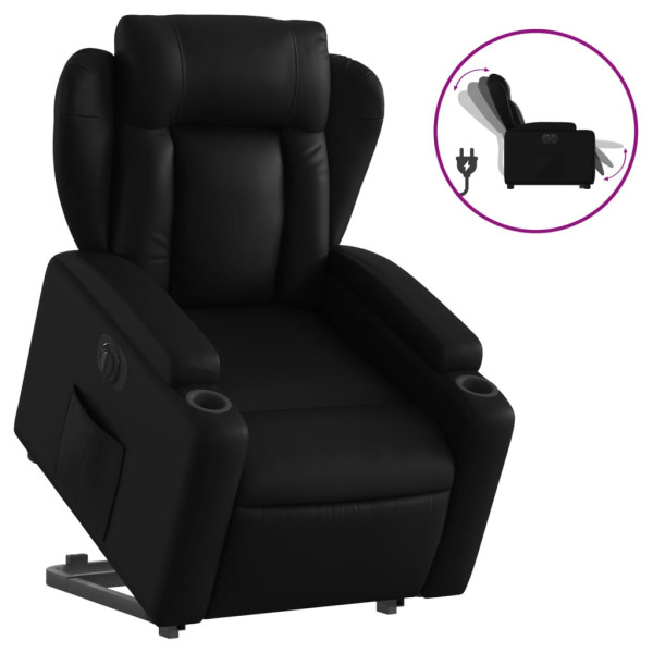 Sillón reclinable y elevable eléctrico cuero sintético negro M 2