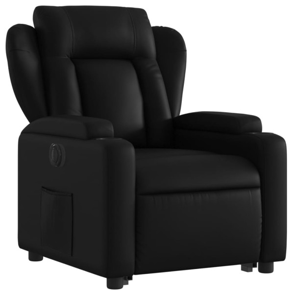 Sillón reclinable y elevable eléctrico cuero sintético negro M 3