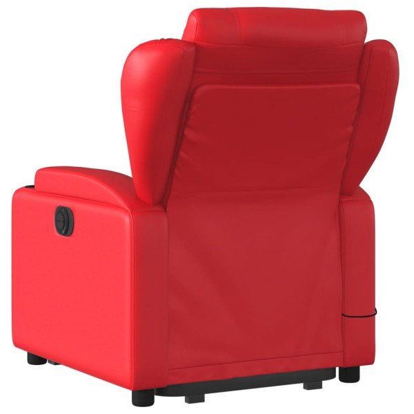 Sillón de majaje elevable eléctrico cuero artificial rojo M 4