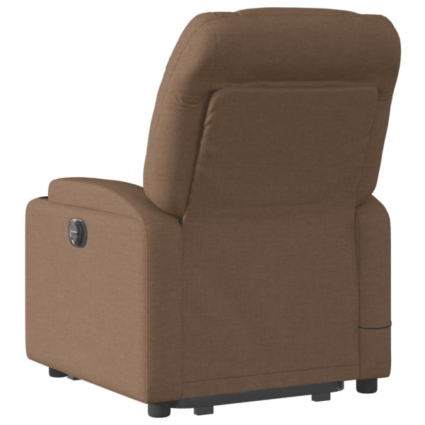 Sillón de masaje eléctrico reclinable elevable tela marrón M 4