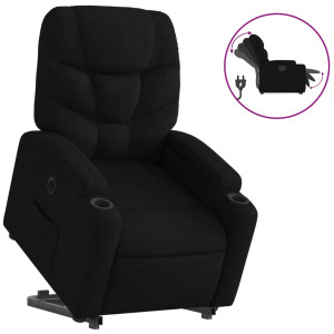 Sillón eléctrico reclinable elevable de tela negro H