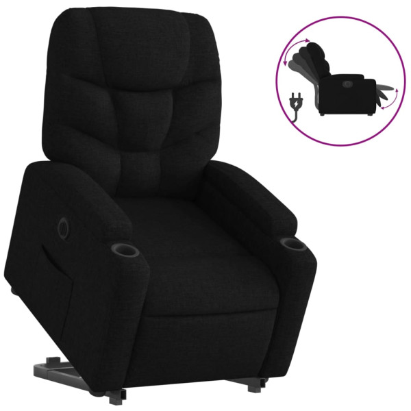 Sillón eléctrico reclinable elevable de tela negro M 2