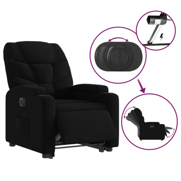 Sillón eléctrico reclinable elevable de tela negro M 5