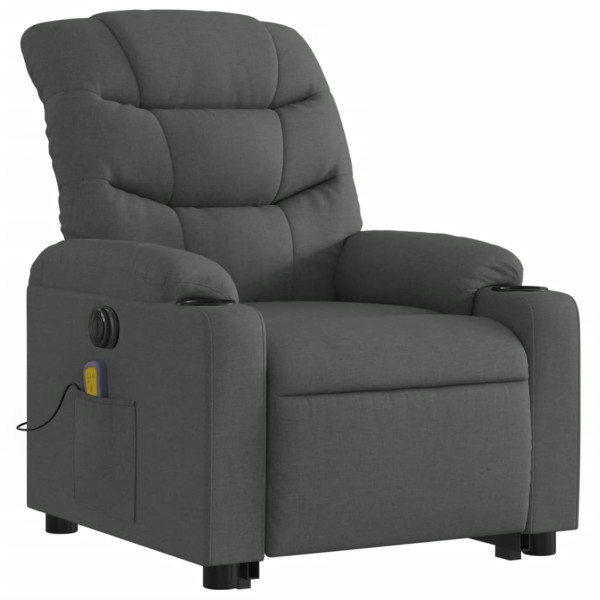 Sillón de masaje eléctrico reclinable elevable tela gris oscuro M 3