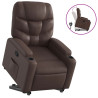 Sillón reclinable elevable cuero sintético marrón 2