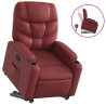 Sillón reclinable elevable cuero artificial rojo tinto 2