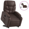 Sillón reclinable elevable eléctrico de cuero sintético marrón 2