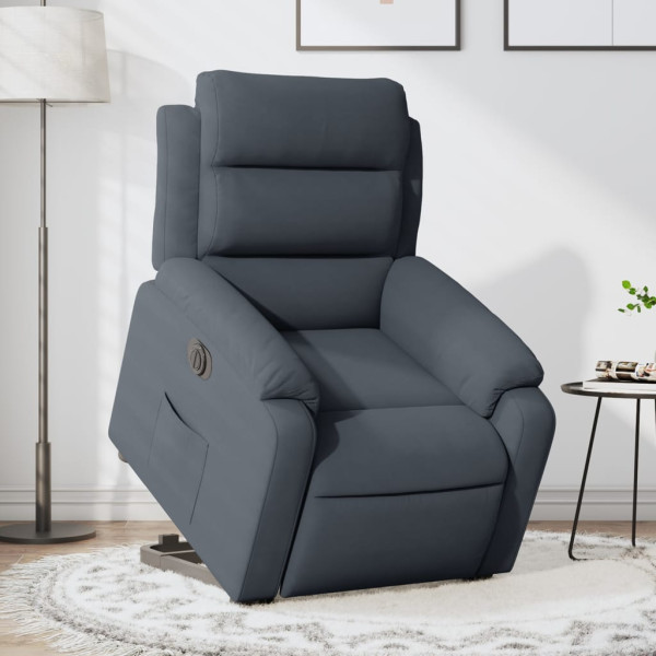 Sillón eléctrico reclinable elevable de terciopelo gris oscuro D