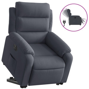Sillón eléctrico reclinable elevable de terciopelo gris oscuro H