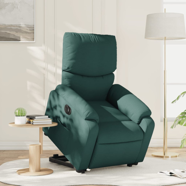 Sillón eléctrico reclinable elevable de tela verde oscuro D