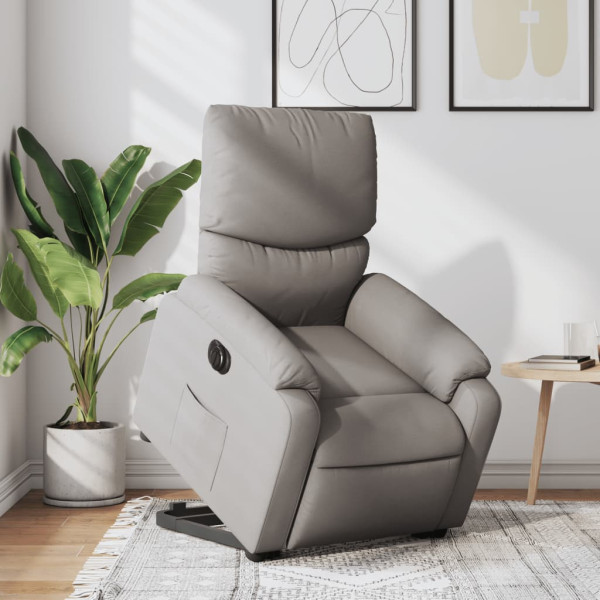 Sillón eléctrico reclinable elevable de tela gris taupe D