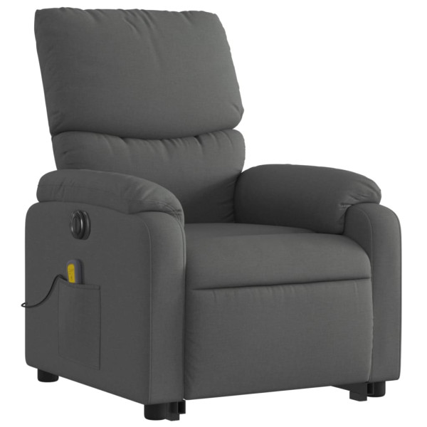 Sillón de masaje eléctrico reclinable elevable tela gris oscuro M 3