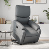 Sillón reclinable elevable cuero artificial gris 1