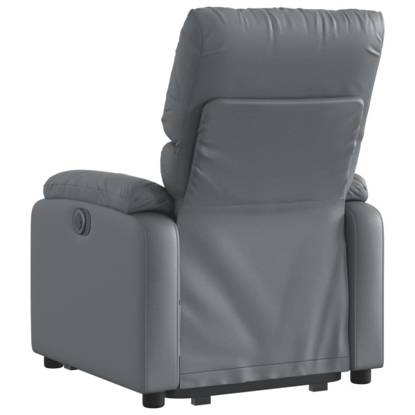 Sillón reclinable elevable cuero artificial gris M 4