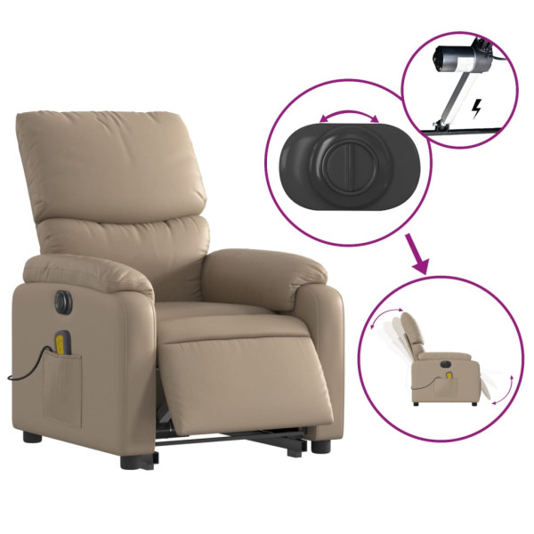 Sillón reclinable de masaje eléctrico cuero sintético capuchino M 5