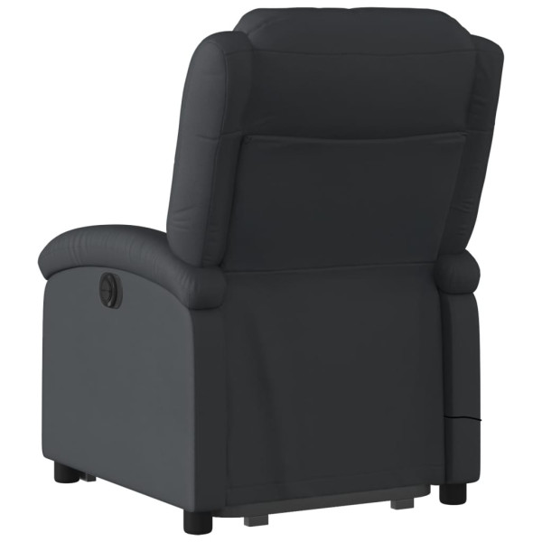 Sillón de masaje elevable eléctrico cuero auténtico negro M 4