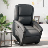 Sillón reclinable elevable cuero auténtico negro 5
