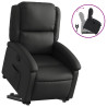 Sillón reclinable elevable cuero auténtico negro 2
