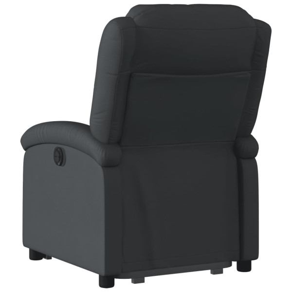 Sillón reclinable elevable cuero auténtico negro M 3