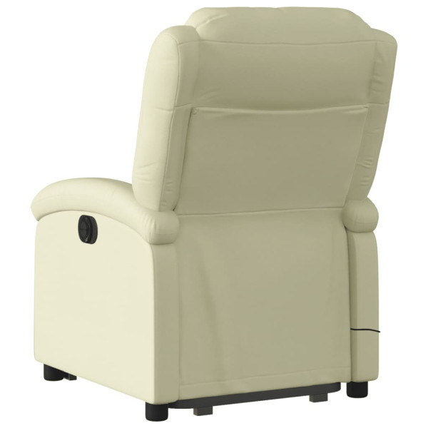 Sillón reclinable masaje eléctrico de pie cuero auténtico crema M 4