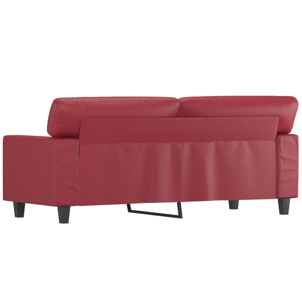 Sofá de 2 lugares 140 cm couro artificial vermelho tinto M 5