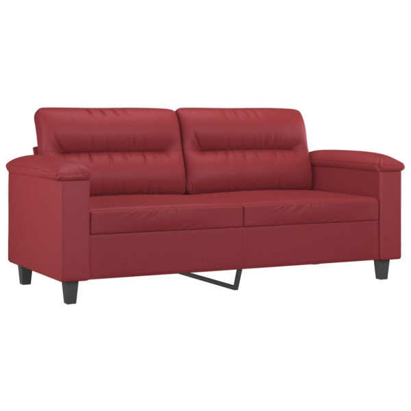 Sofá de 2 lugares 140 cm couro artificial vermelho tinto M 2
