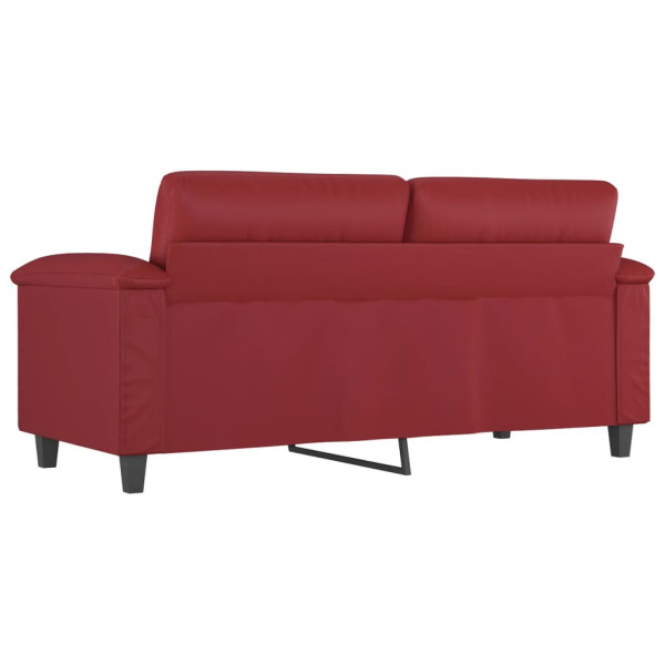 Sofá de 2 lugares 140 cm couro artificial vermelho tinto M 5
