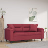 Sofá 2 lugares +almofadas 140cm couro artificial vermelho tinto 1