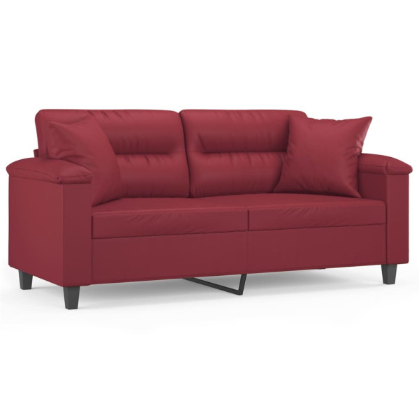 Sofá 2 lugares +almofadas 140cm couro artificial vermelho tinto M 2