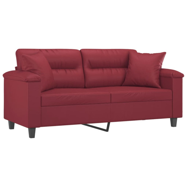 Sofá 2 lugares +almofadas 140cm couro artificial vermelho tinto M 3