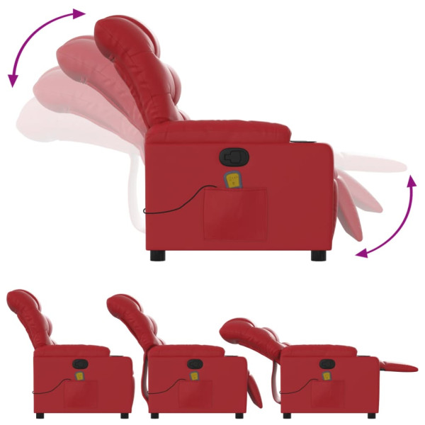 Poltrona de massagens reclinável couro artificial vermelho M 5