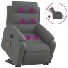 Sillón de masaje eléctrico reclinable elevable tela gris oscuro 2