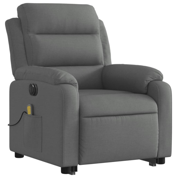 Sillón de masaje eléctrico reclinable elevable tela gris oscuro M 3